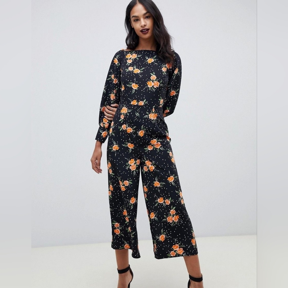 ASOS open back cropped floral jumpsuit